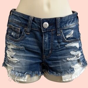American Eagle Distressed Denim Shortie Shorts – Size 0